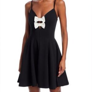 Aqua Black Dress with White Accent